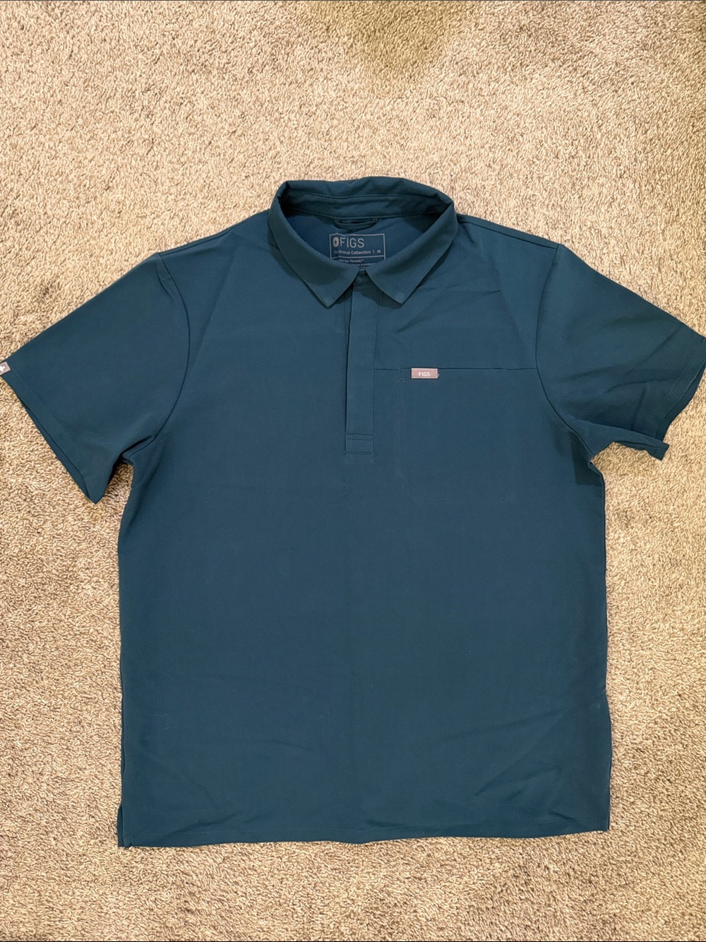 FIGS Men's Teal Polo Shirt